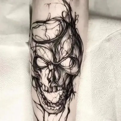 Gothic Skull Tattoos for Women Man Arm Temporary Tattoo Sticker Art Lasting Fake Tattoo Waterproof Punk Skeleton Tattoo Sticker