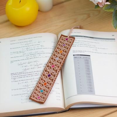 'Artisan-Made Handwoven Copper Brown 100% Cotton Bookmark'