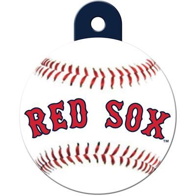 MLB Circle Personalized Engraved Pet ID Tag, Boston Red Sox, Large, Blue