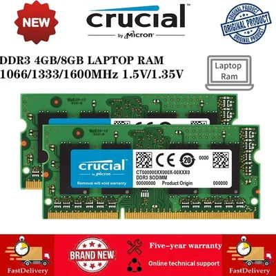 Crucial Laptop RAM ddr3 ddr3l 8gb 4gb 2gb 16GB 1866MHZ 1600mhz 1333mhz 1066mhz SODIMM Memory PC3-12800S PC3L
