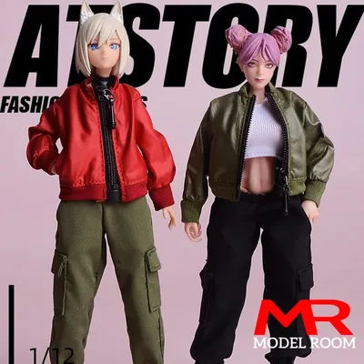 ATStory 1/12 Female Short T-shirt Zipper Jacket Clothes Model Fit 6'' SnailShell SHF ML Romankey Soldier Action Figure Body Doll