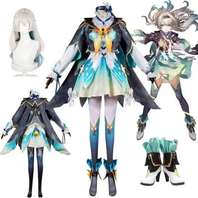 Honkai Star Rail Firefly Game Cosplay Costume Dress Uniform Wig Full Set Suits Wig Shoes Women Halloween Party Carniavl Roleplay