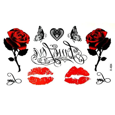 Butterfly Kiss Waterproof Temporary Tattoos men flash tattoo sleeve Rose love forever harajuku tatoo henna body art sticker