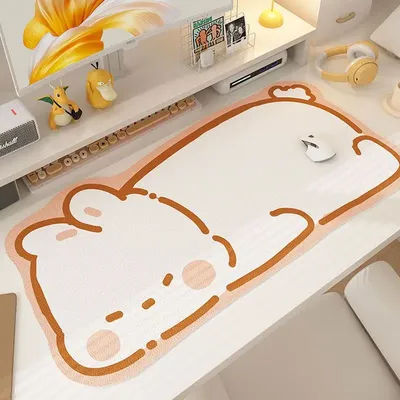 Tapis de souris de bureau en forme d'animal mignon, tapis de bureau d'ordinateur antidérapant en terre de diatomée, tapis de bureau résistant aux rayures et à l'usure