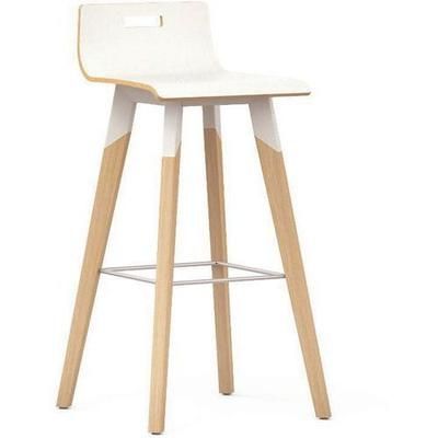 Tabouret Blanc Avec Pieds En Bois Hêtre Naturel - EOL