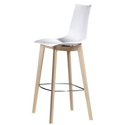 Tabouret Zebra Hauteur 78 Cm Blanc Brillant - Hêtre Naturel - S-CAB