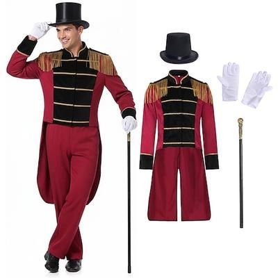 Costume di fantasia Giacca da circo direttore di circo Retrò Vintage Vittoriano Stile militare Adulti Per uomo Natale Halloween Carnevale Feste Performance Mascherata Vestirsi