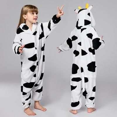 1 pcs Costume da band di animali Pigiama Kigurumi Costume di fantasia Pigiami e camicie da notte Fantasia animale Cartone animato Mucca Caldo Pigiama Costume Divertente Bambini Unisex Ragazzi e