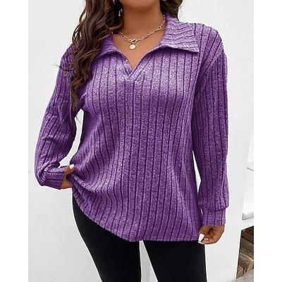 Per donna Blusa Semplice Elegante Vintage Manica Lunga Scollo a V Top Regolari Quotidiano Ferie Uscire Patchwork Nero Rosa Vino Blu Reale Viola Autunno