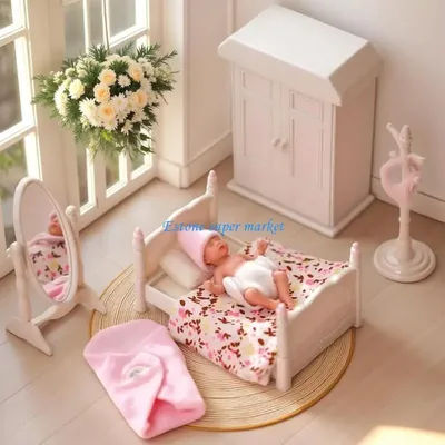 090B Realistic Silicone Baby Doll 3Inch Reborns with Bibs and Hat for Parenting Game