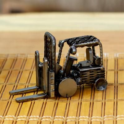 'Eco-Friendly Recycled Metal Forklift Figurine from Mexico'