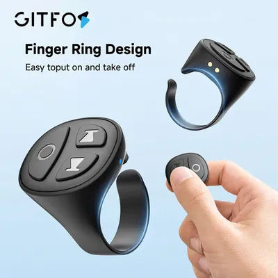 GITFOS Scrolling Ring Wireless Finger Shutter Remote Control Page Turner Mobile Phone Controller Bluetooth Compatible For Hom