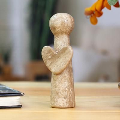 'Minimalist Hand-Carved Brown Marble Figurine Made in Mexico'