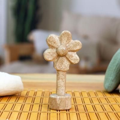 'Spring-Themed Floral Handmade Earthy-Toned Marble Sculpture'