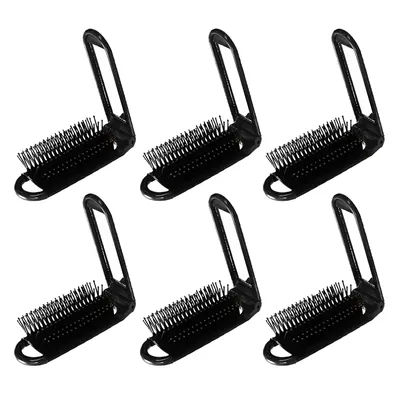 6-piece/set foldable hair brush with mirror, portable design, mini pocket massage hair brush,Special for real hair wigs