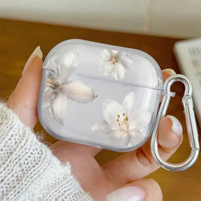 Étui pour écouteurs Airpods Pro3/Pro2/Pro, motif fleur de lys blanc, housse de protection antichoc pour Airpods 4/3/2/1