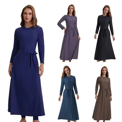 Maillots de bain islamiques à manches longues pour femmes musulmanes modestes 3 pièces | Maillot de bain arabe Burkini Rash Guard à couverture complète