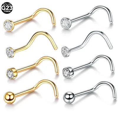 1/10pcs Titanium Nose Stud Piercing with Zircon 1.5/2/2.5/3mm Nariz Studs 20G 18G Nose Rings Nostril Piercing Body Jewelry