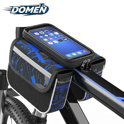 DOMEN Bicycle Top Front Tube Frame Bag Waterproof MTB Road Bike Storage Phone Touch Screen Pannier Bag Bike Accessories