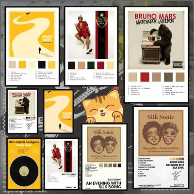 Singer B-Bruno M-Mars Album Poster HD Anime Hot Theme Singer/OST/Movie-Waterproof Self-Stick Home Decor