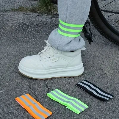Bicycle Reflective Leg Straps 2 Pcs - Mountain Bike Pants Cuffs, Night Running Safety Warning Gear, Windproof Cycling Accessorie