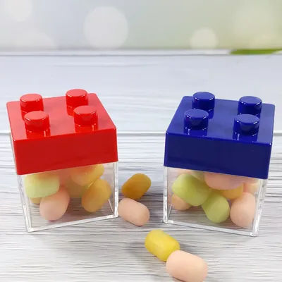 12/24pcs Cute Transparent Building Blocks Plastic Storage Box Wedding Candy Box Party Birthday Candy Box Baby Baptism