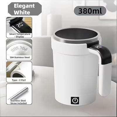 Tazza da caffè magnetica con coperchio a cannuccia, frullatore in acciaio inox 304, miscelazione rapida a 7000 giri/min per frullati caffè, ricaricabile tramite USB per casa/ufficio/viaggio (bevande