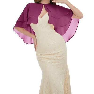 Coprispalle Scialli della Madre Scialli della Sposa Mantella Elegante Signore Veli Trasparenti Senza Maniche Chiffon Stole da matrimonio Con Colore puro Per Quotidiano Estate