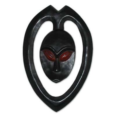 Ghanaian wood mask, 'Spirit of Love' - Unique African Wood Mask