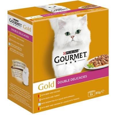 32 x 85g Double Delicacies Multipack Gourmet Gold Wet Cat Food