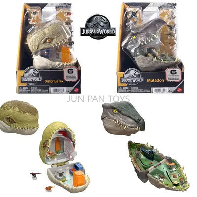 Original Jurassic World Rebirth Micro Adventure Distortus Rex Mutadon Playset Interactive Dinosaur Head Model Kids Gift Boy Toys