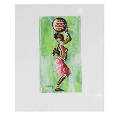 'Woman from the Green Lakeside' - Original African Acrylic Painting