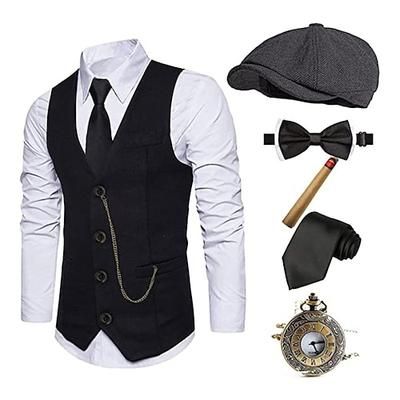 Anni Ruggenti Anni 1920 Retrò Vintage Abiti Gilet Cappello Panama Il grande Gatsby Gentiluomo Gangster Moda Costume Per uomo Natale Halloween Carnevale Balli di fine anno Festival Adulti Cravatta