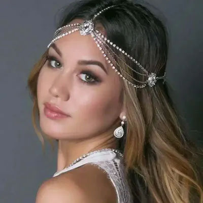 New European and American hair accessories with fashionable and versatile rhinestone hair chains, feminine temperament, simple m