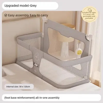 Baby Crib Breathable and Visible Mesh Baby Bassinets Bedside Sleeper Co Sleeping Bed for Baby in Bed, 3 in 1 Crib Side Bed Guard
