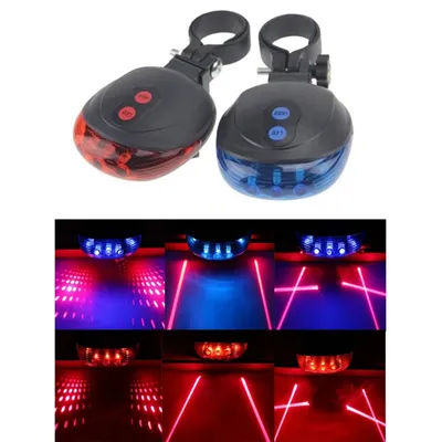Bicycle Bike LED Lights Waterproof Cycling Taillight Safety Warning Taillight MTB Bike Rear Tail Lights 2 Lasers 5 LED