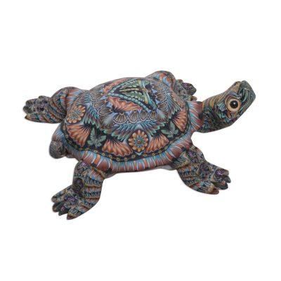 Decorative Tortoise,'Colorful Polymer Clay Tortoise Sculpture (3 inch) from Bali'