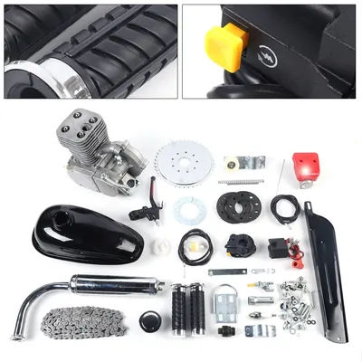 2-Stroke 100CC Bike Engine Kit Motorized Bicycle Conversion Kit 44Teeth DIY Motor Kit with Fuel Tank for 26" 28" Bike