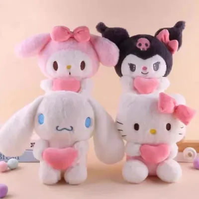 22cm Sanrio Hello Kitty Kuromi Pillow KT Plush Toy Girls Soft Stuffed Animal Toys Heart My Melody Cinnamoroll Stuff Doll Gifts.