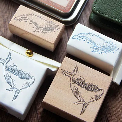 Amu Studio Vintage Whale Wooden Rubber Stamp DIY Scrapbooking Photo Album Card Making Wood Seal