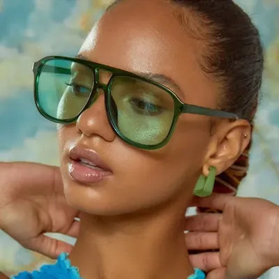 ChimBig-Lunettes de soleil carrées pour hommes et femmes, monture féminine, belles couleurs vertes, miroir, marque de créateur, mode
