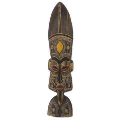 Ade,'Hand Carved African Sese Wood Wall Mask from Ghana'