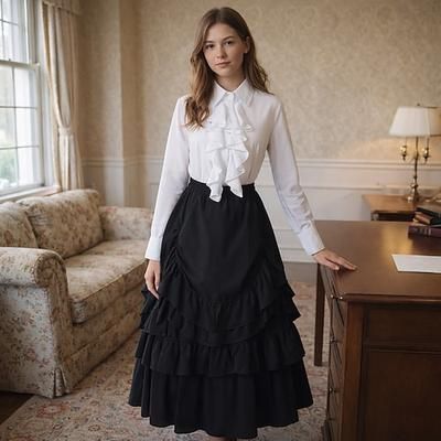 Set Elegante Medievale Rinascimento Lunghezza alla caviglia Gonna Blusa / Camicia Lunghe Principessa Gentildonna Linea ad A Costume Per donna Fantasia Natale Halloween Fiera Rinascimentale LARP Adulti