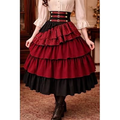 Medievale Rinascimento Steampunk Gonna Costume di fantasia Pirata Costume Per donna Halloween Carnevale Performance LARP Fiera Rinascimentale Adulti Gonna