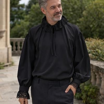 Gotico Vittoriano Medievale Camicia Lunghe Principe Pirata Costume Per uomo Halloween Carnevale Fiera Rinascimentale Festa a tema retrò Adulti Camicia