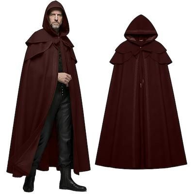 Gotico Retrò Vintage Medievale Lunghezza al pavimento Mantello Cavaliere Costume Unisex Halloween Carnevale Feste Mascherata Fiera Rinascimentale Adulti Mantello