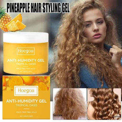 Curl Defining Hair Gel With Pineapple Extract Strong Humidity Resistant Hold For Wavy Curly Hair Adds Shine & Bounce