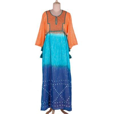 Goa Spice Garden,'Tie-Dye Bell Sleeve Cotton Dress from India'