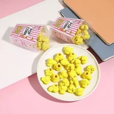 Gift Cute Creative Cartoon Popcorn Boxed Eraser Set Student Stationery Wholesale Kawai Stationery Office School Supplies Lovely