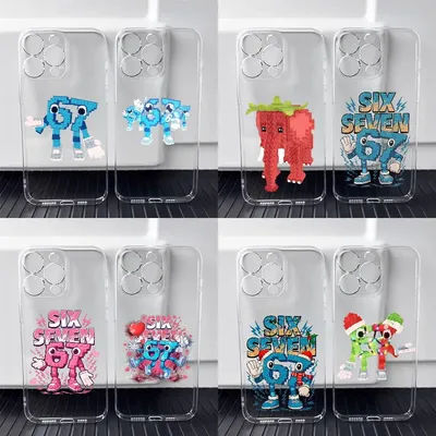 Six Seven 67 S-Steal A B-Brainrot Coque de protection transparente pour iPhone 12,16,11,13,15,17,14,Air,Mini,Plus,Pro,Max,Plus,E